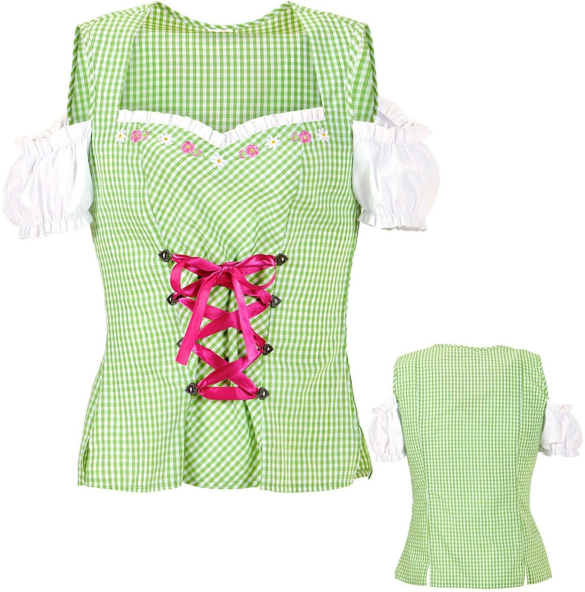 Boeren Tirol & Oktoberfest Kostuum | Bertha Beierse Blouse Groen Vrouw | XL | Bierfeest | Verkleedkleding